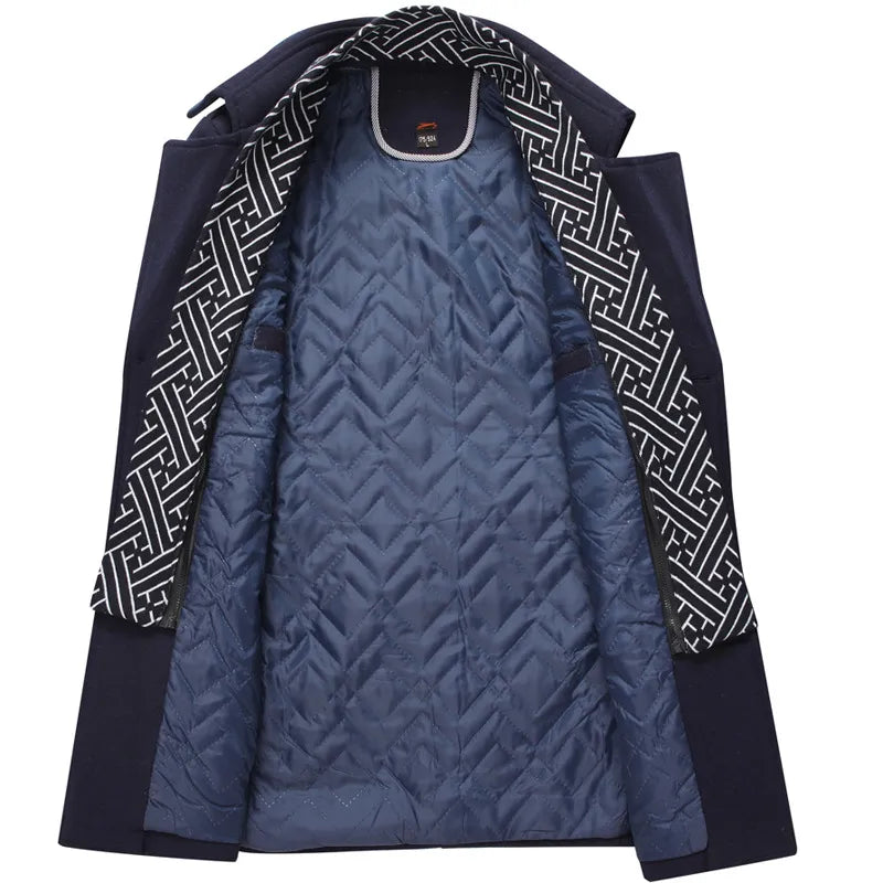 Men’s Military-Inspired Tailored Coat – Double-Breasted Longline Overcoat