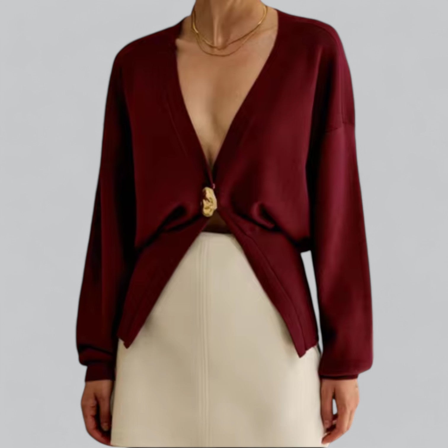 Chic V-Neck Single Breasted Women's Cardigan