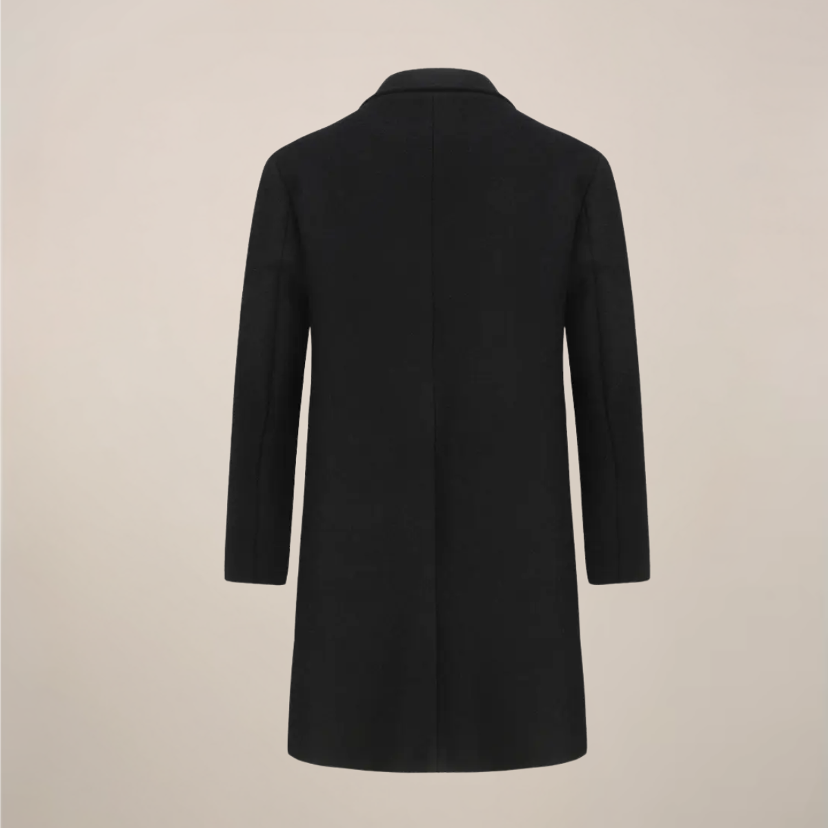 Men’s Black Double-Breasted Overcoat – Tailored Long Coat for Business & Winter Wear