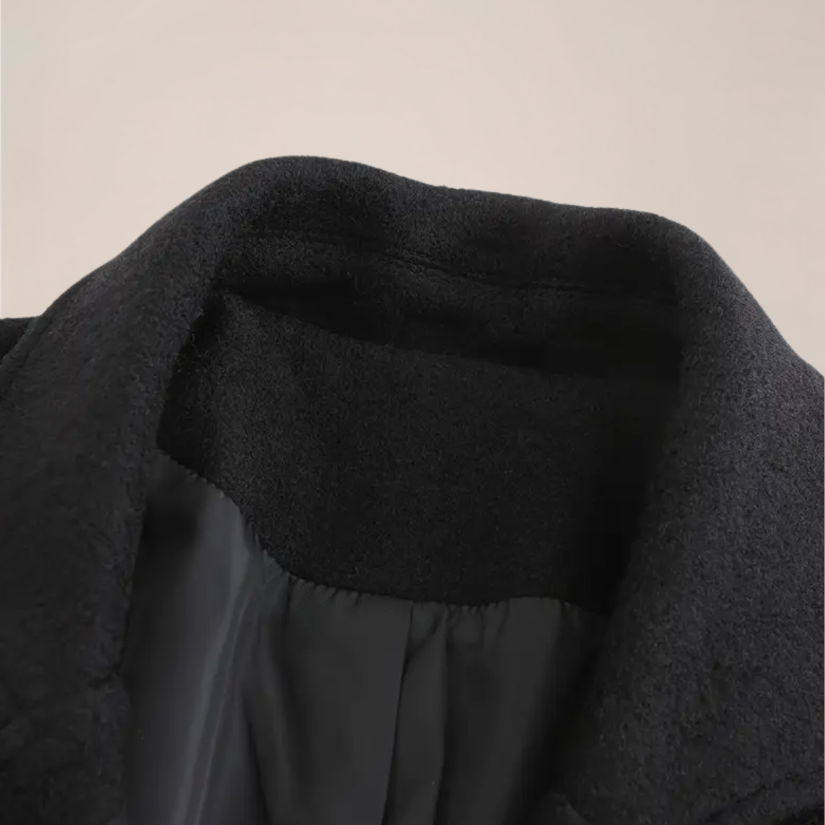 Men’s Black Double-Breasted Overcoat – Tailored Long Coat for Business & Winter Wear