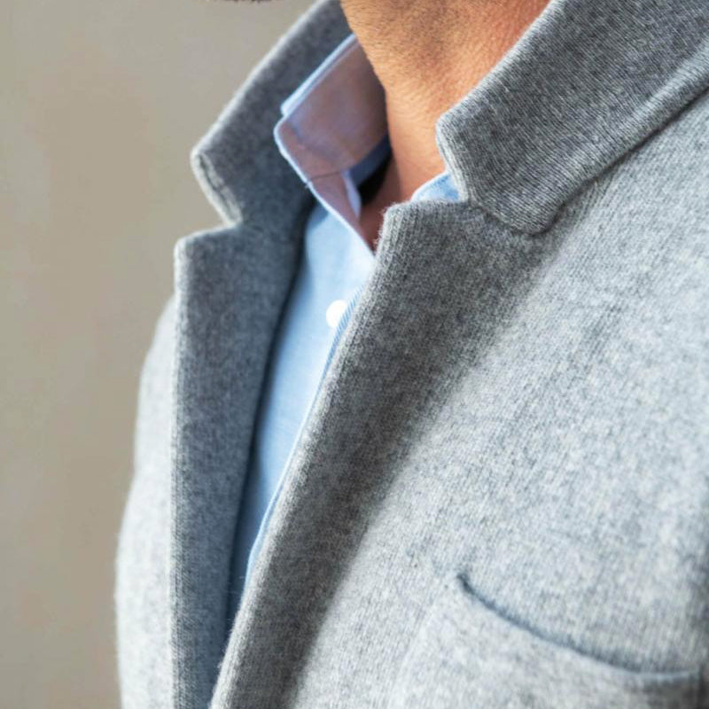 Men’s Blazer Jacket – Soft Knit, Two-Button, Patch Pockets
