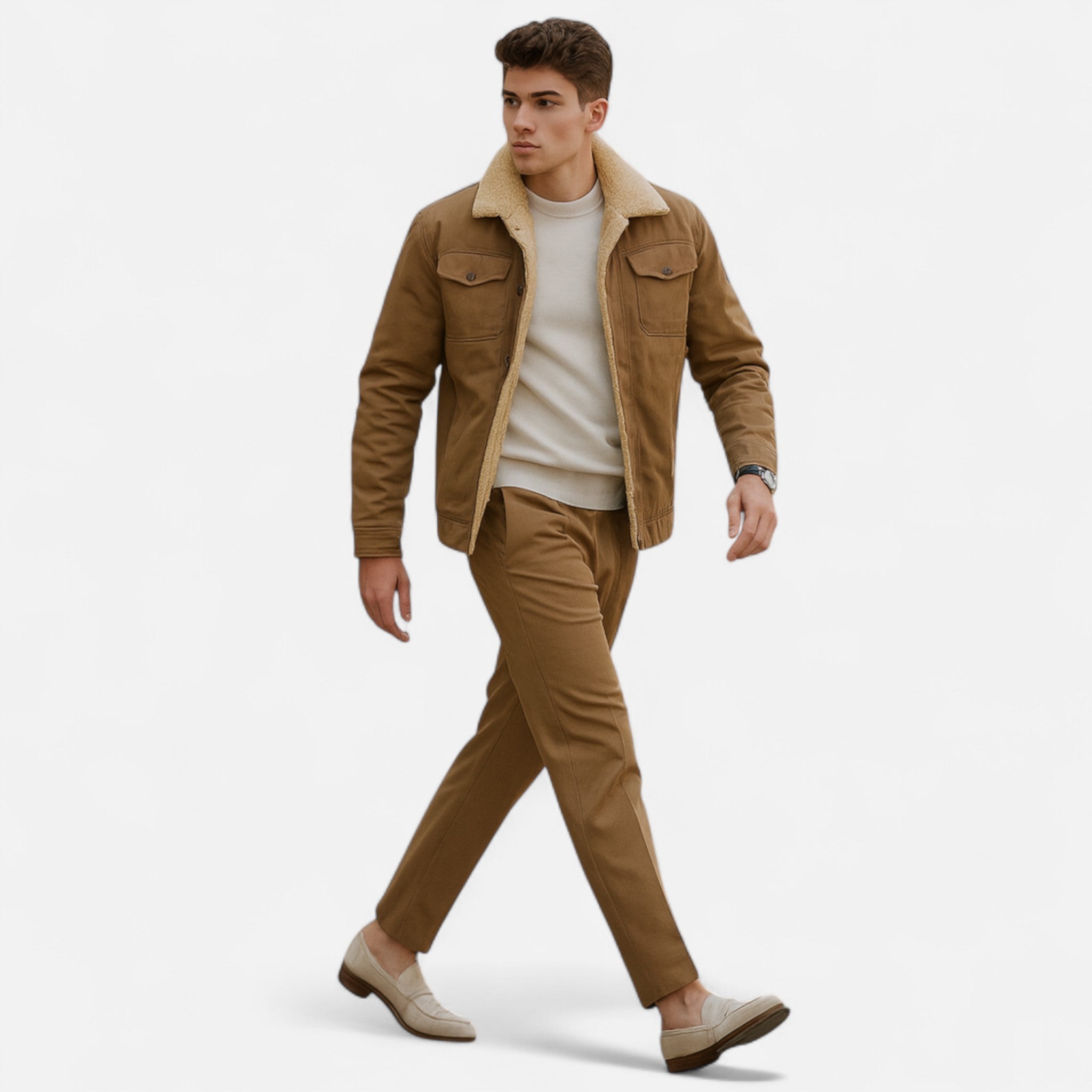 Men’s Bomber Jacket – Classic Aviator – Sherpa Collar – Winter Casual