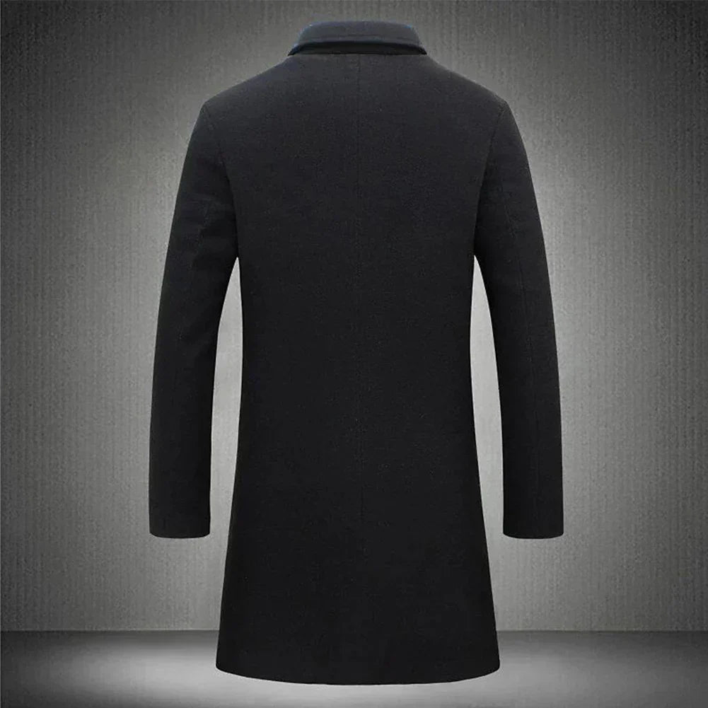 Men’s Single-Breasted Overcoat – All-Season Formal Outerwear