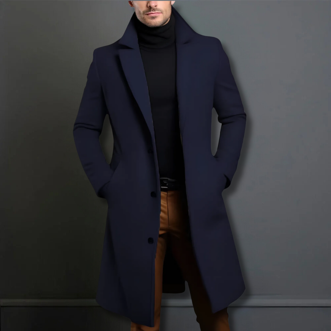 Men’s Single-Breasted Overcoat – All-Season Formal Outerwear