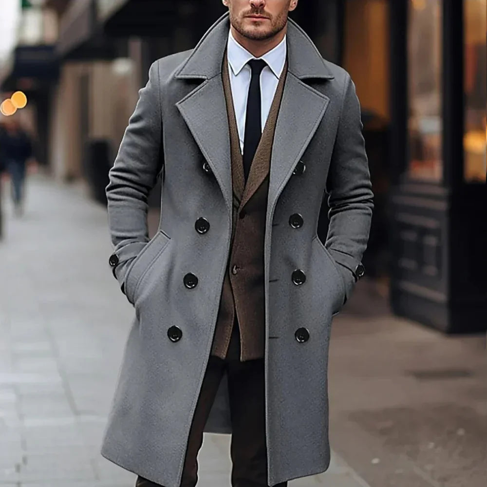 Men’s Double-Breasted Overcoat – All-Season Tailored Outerwear