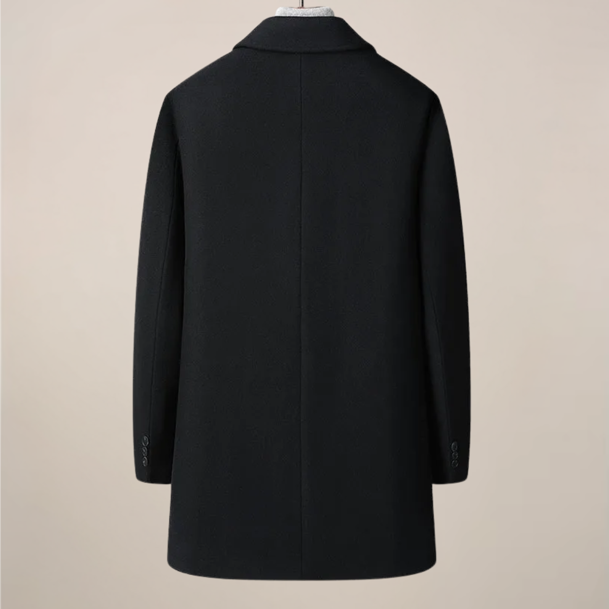 Men’s Herringbone Car Coat – Point Collar, Button Front