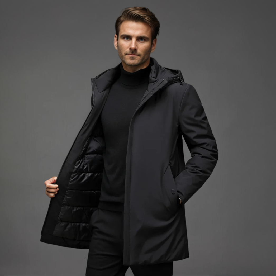 Men’s Hooded Winter Jacket – Modern Tailored Warm Coat