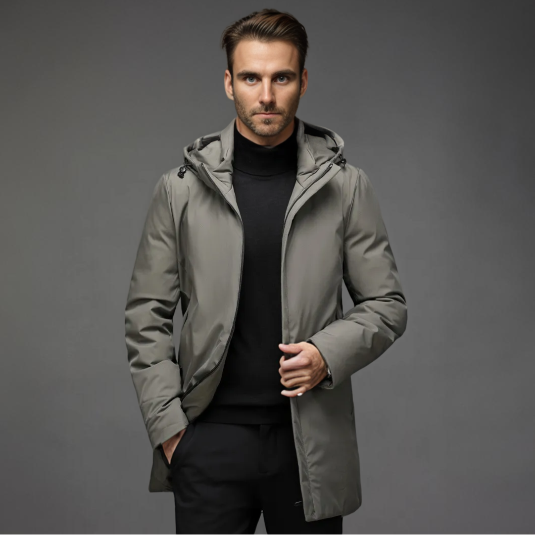 Men’s Hooded Winter Jacket – Modern Tailored Warm Coat