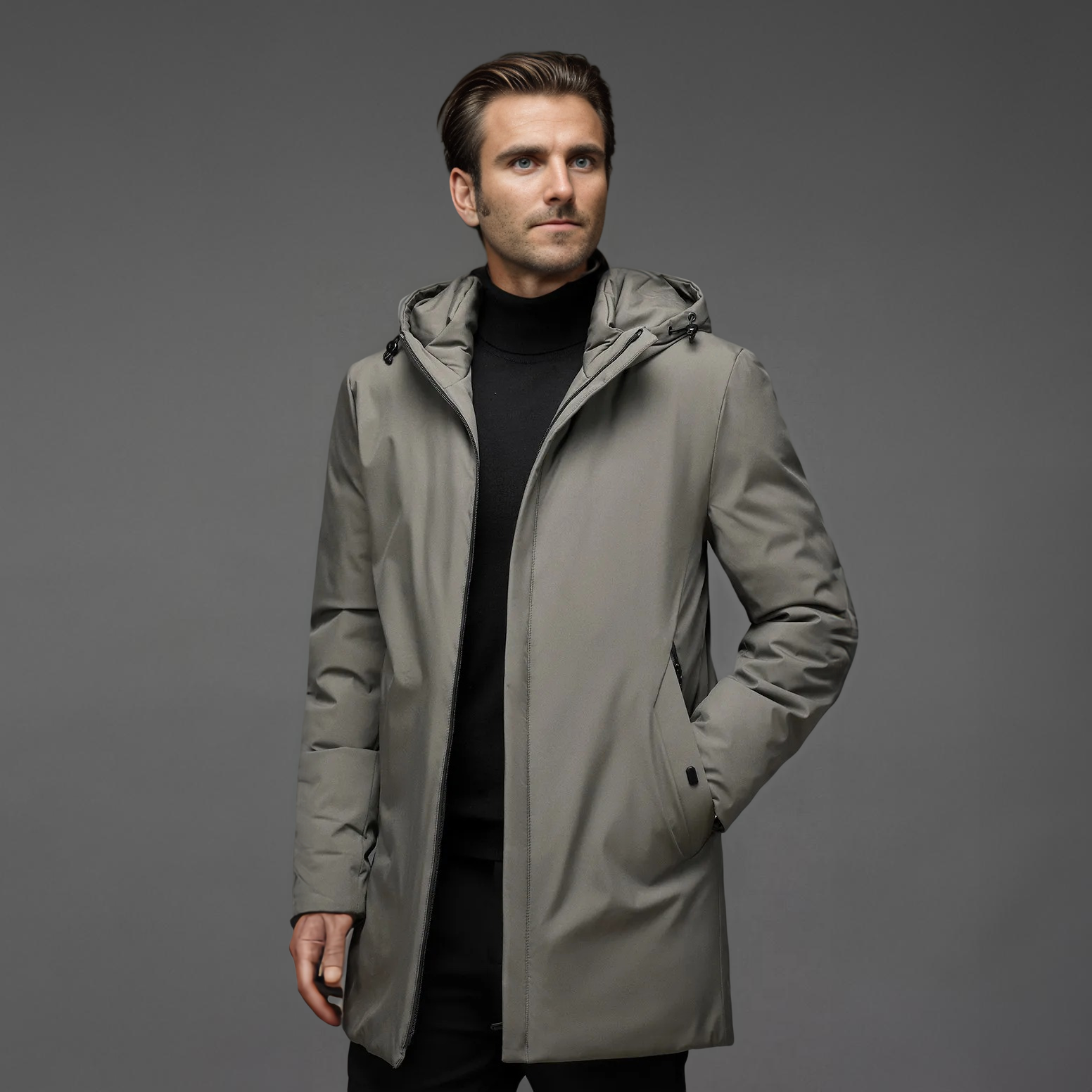 Men’s Hooded Winter Jacket – Modern Tailored Warm Coat