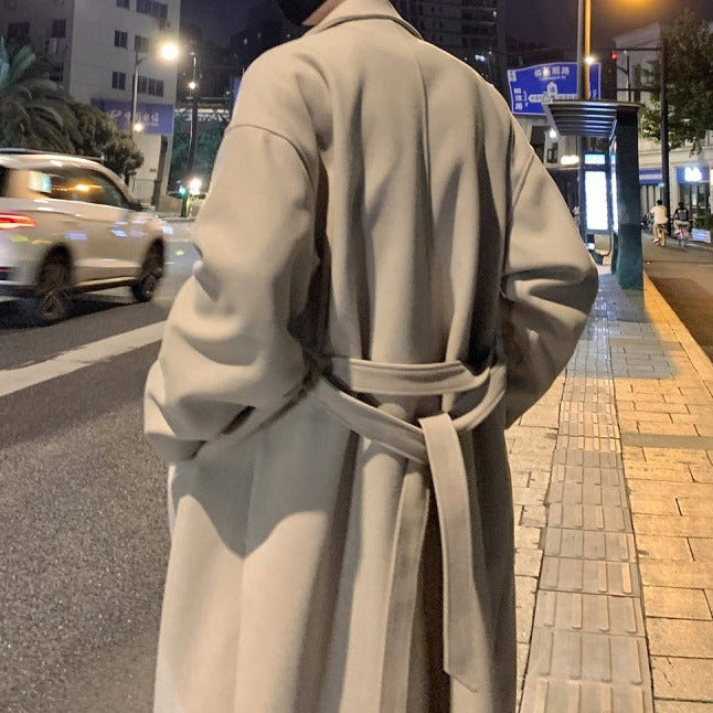 Men’s Long Belted Overcoat – Timeless Tailored Design for Old Money Elegance