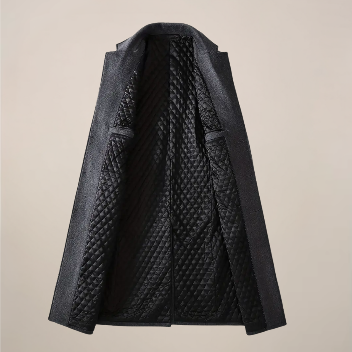 Men’s Long Overcoat – Classic Lapel Design with Tailored Fit for Autumn & Winter