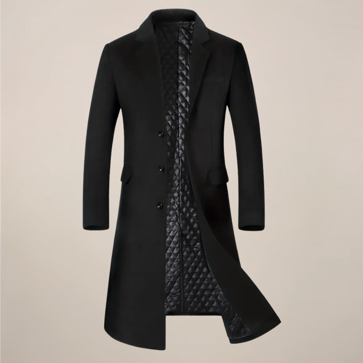 Men’s Long Overcoat – Classic Lapel Design with Tailored Fit for Autumn & Winter