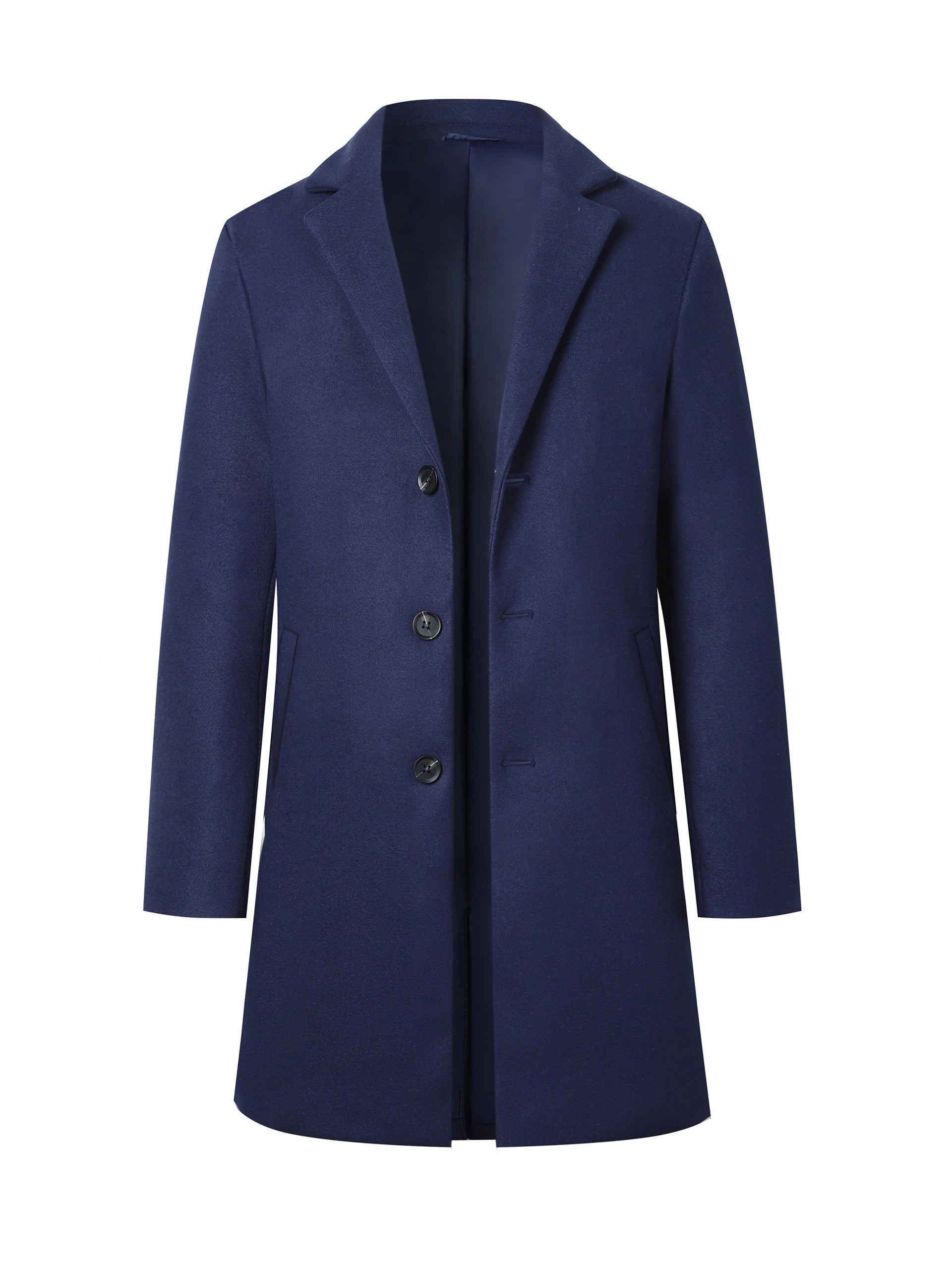 Men’s Long Overcoat – Classic, Single-Breasted, Notch Lapel