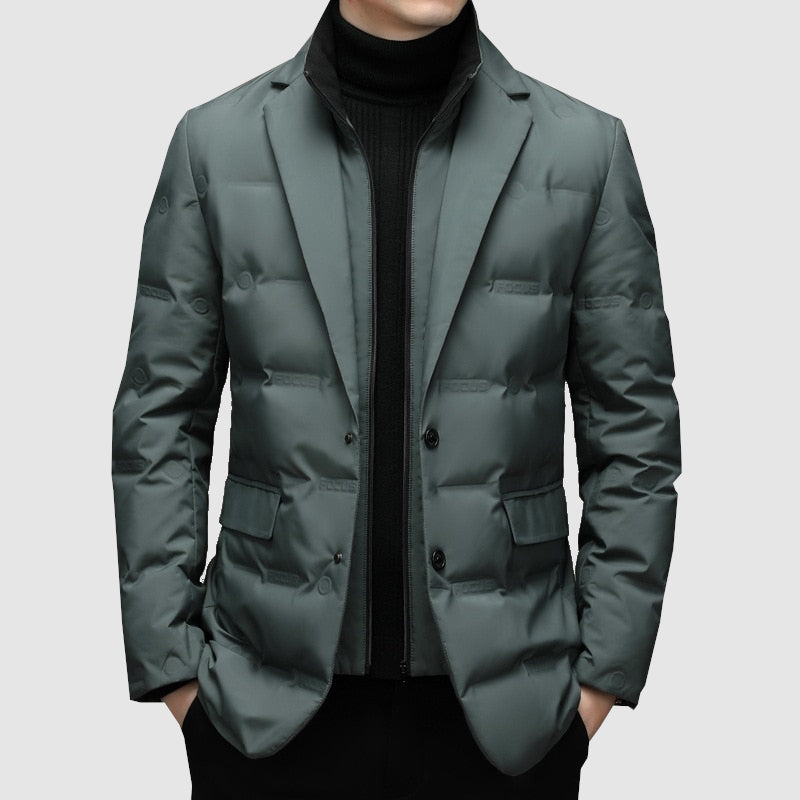 Men’s Padded Jacket with Notch Lapels – Smart Outerwear