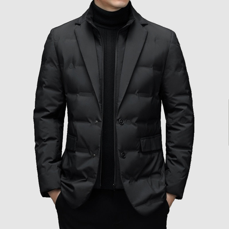 Men’s Padded Jacket with Notch Lapels – Smart Outerwear