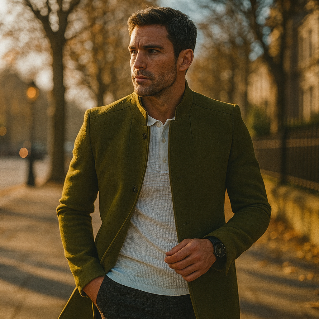 Men’s Smart Casual Coat – Minimalist Button Winter Coat