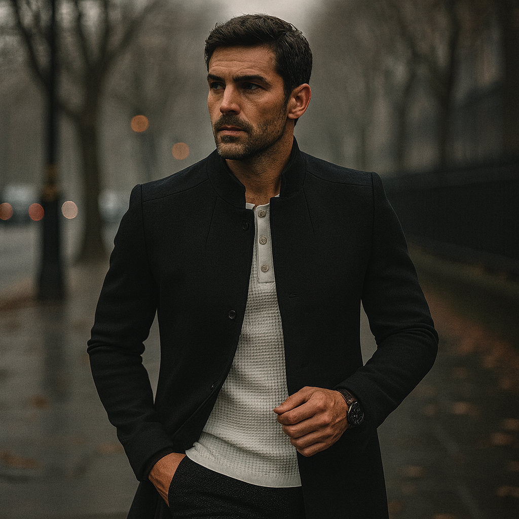 Men’s Smart Casual Coat – Minimalist Button Winter Coat