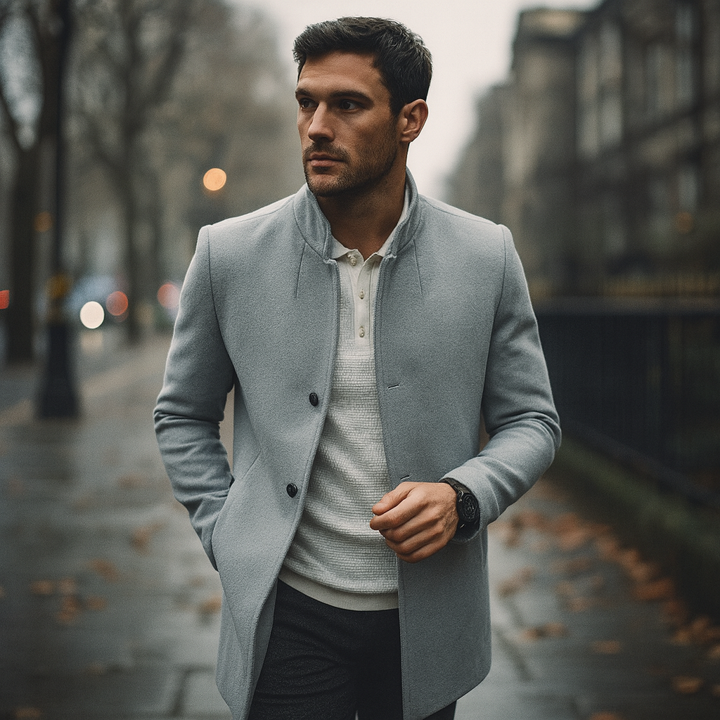 Men’s Smart Casual Coat – Minimalist Button Winter Coat