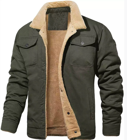 Men’s Shearling Collar Lined Jacket – Classic Winter Outerwear