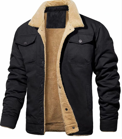 Men’s Shearling Collar Lined Jacket – Classic Winter Outerwear