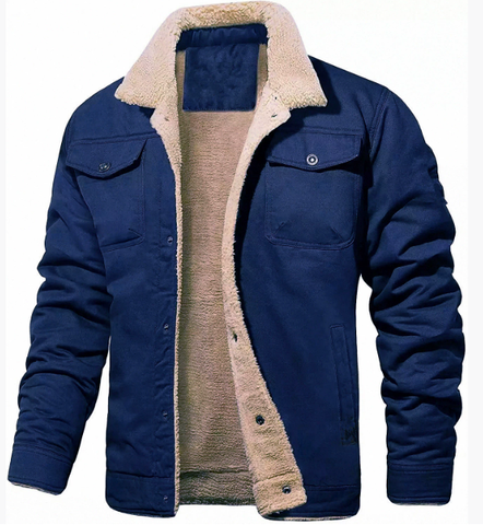 Men’s Shearling Collar Lined Jacket – Classic Winter Outerwear