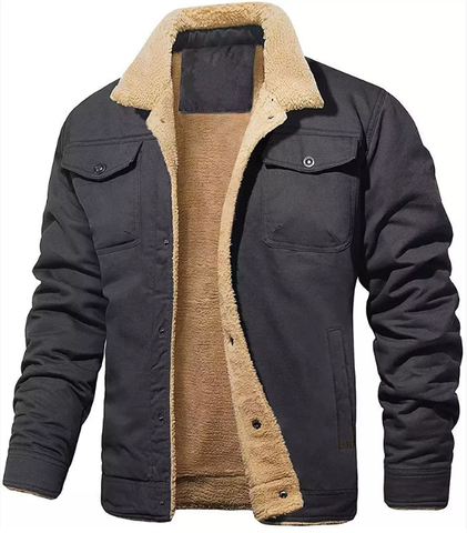 Men’s Shearling Collar Lined Jacket – Classic Winter Outerwear