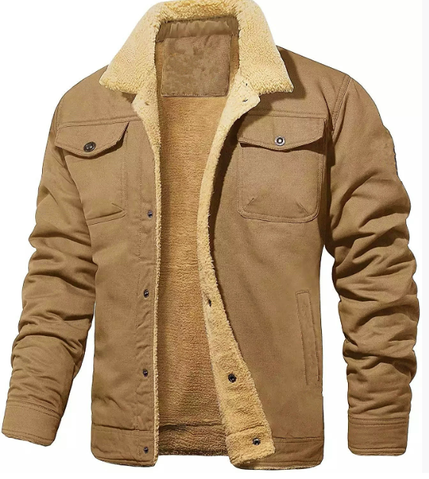 Men’s Shearling Collar Lined Jacket – Classic Winter Outerwear