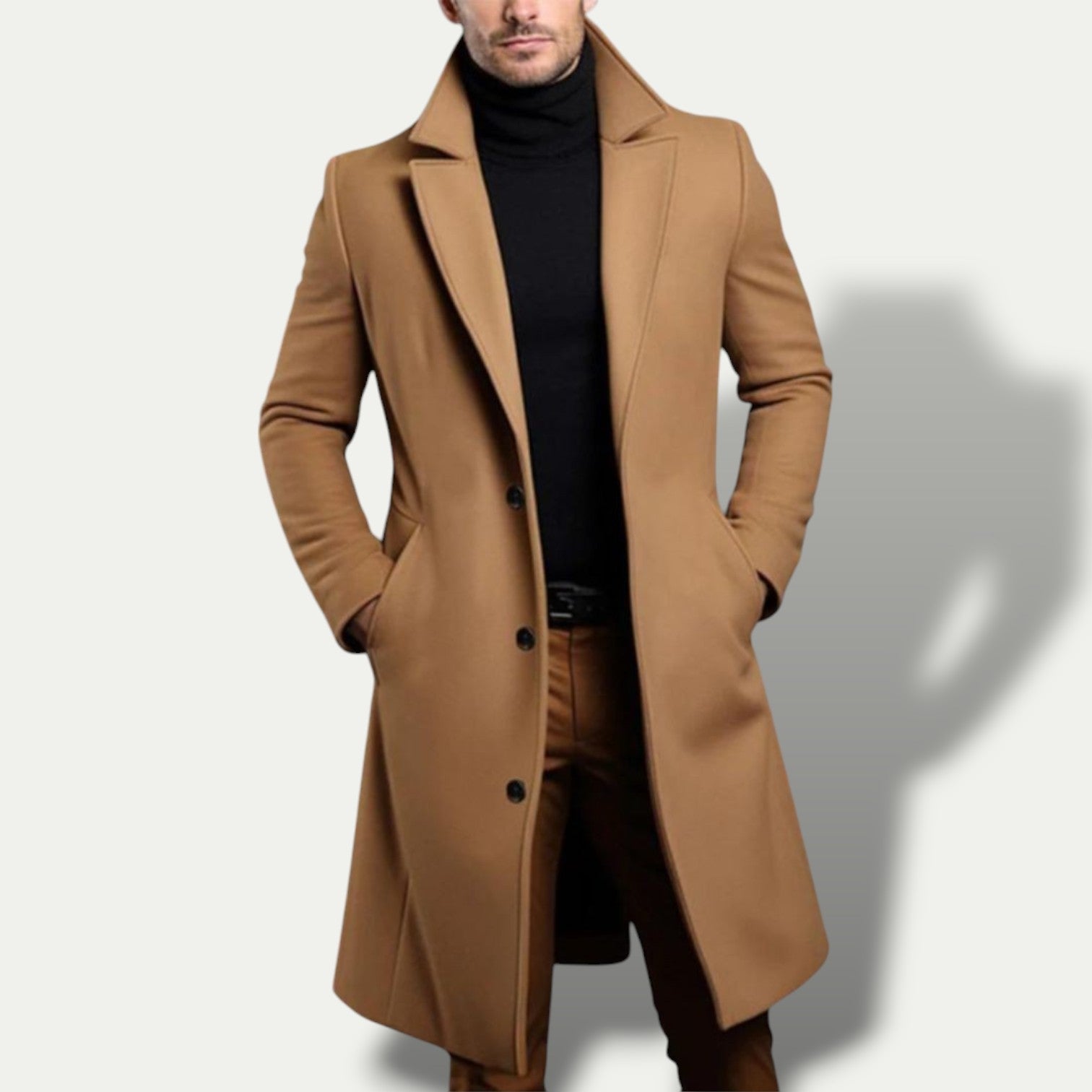 Men’s Single-Breasted Long Coat – All-Season Smart Outerwear