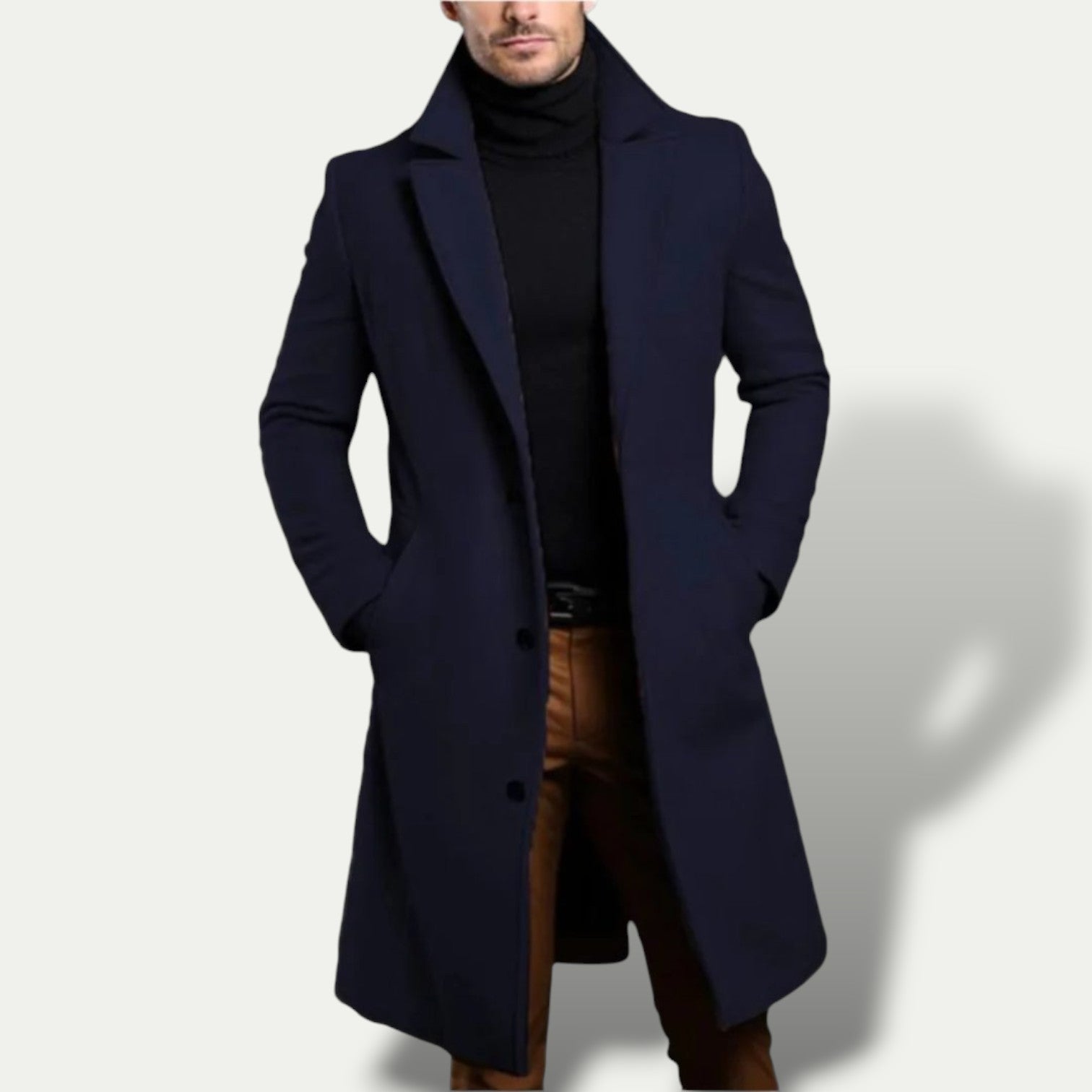 Men’s Single-Breasted Long Coat – All-Season Smart Outerwear