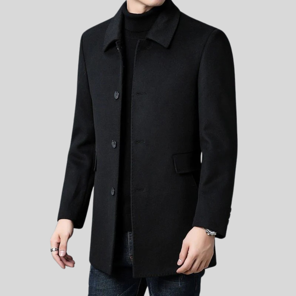 Men’s Single-Breasted Overcoat – Smart Casual Tailored Winter Jacket