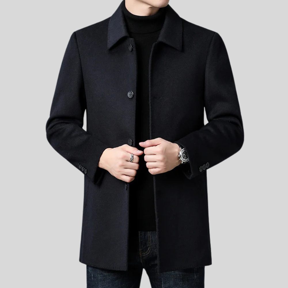Men’s Single-Breasted Overcoat – Smart Casual Tailored Winter Jacket