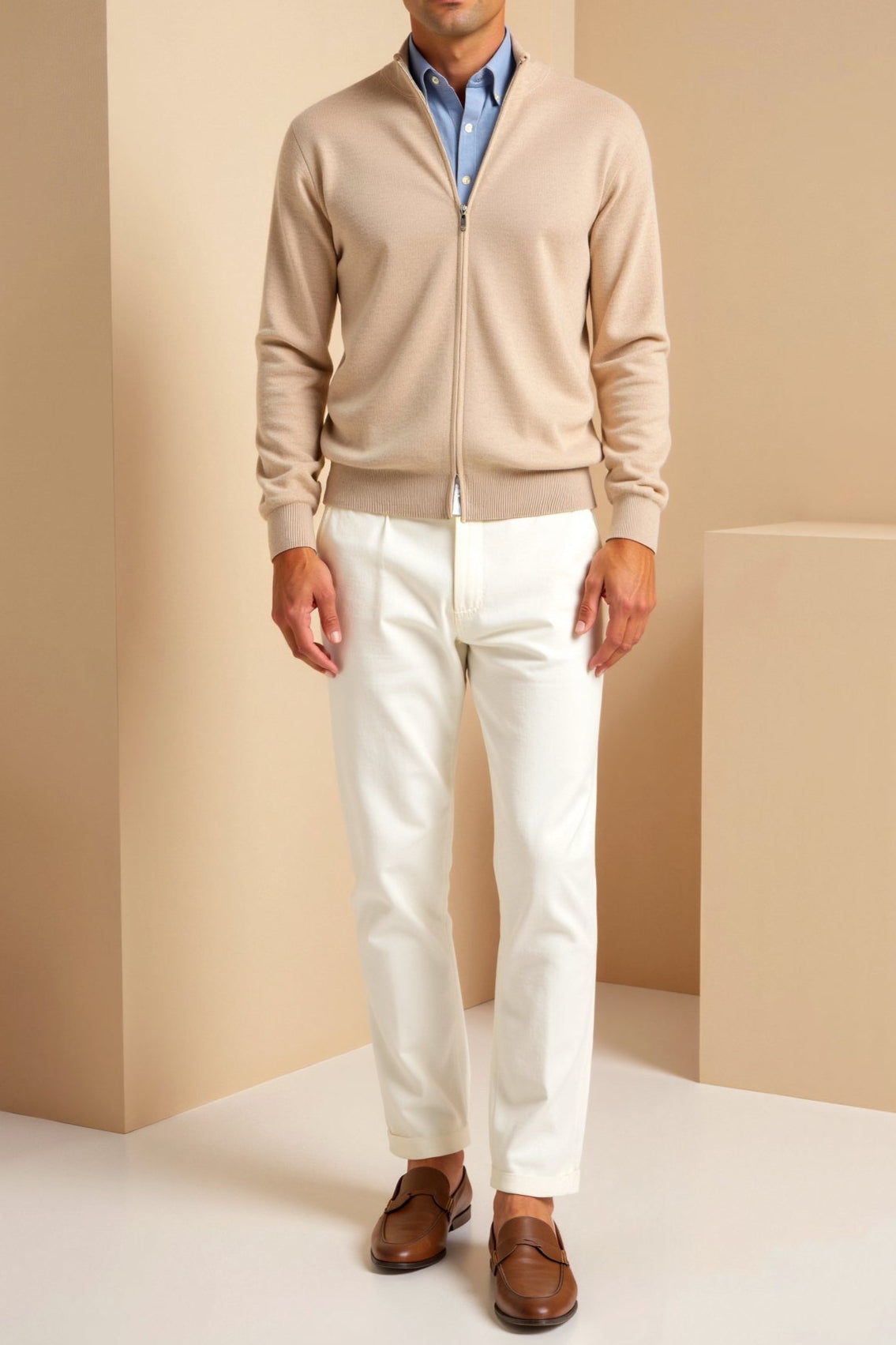 Men’s Slim Fit Zip-Up Jacket – Minimalist Stand-Up Collar