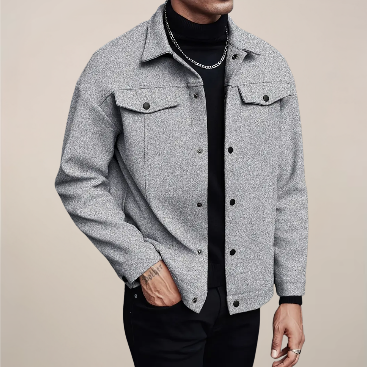 Men’s Smart Casual Jacket – Button-Up Short Coat for Autumn & Winter Layering