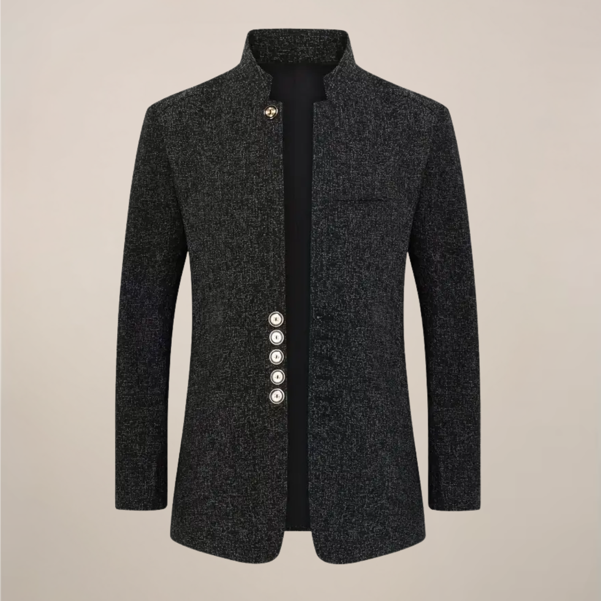 Men’s Stand Collar Jacket – Modern Single-Breasted Jacket with Pockets