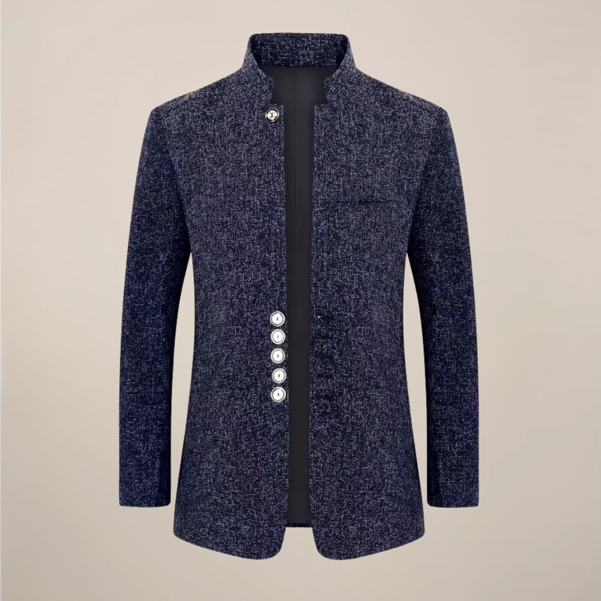 Men’s Stand Collar Jacket – Modern Single-Breasted Jacket with Pockets