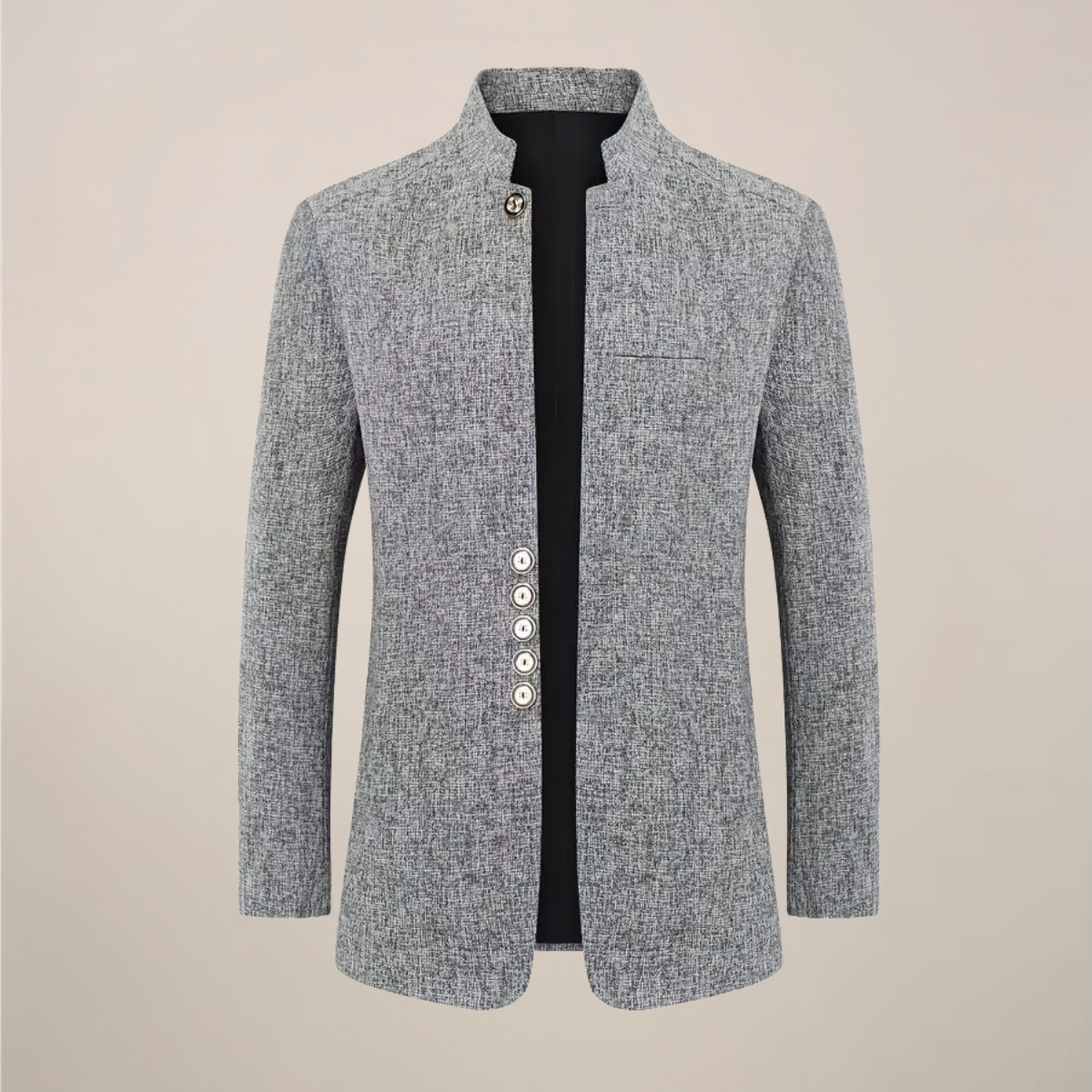 Men’s Stand Collar Jacket – Modern Single-Breasted Jacket with Pockets