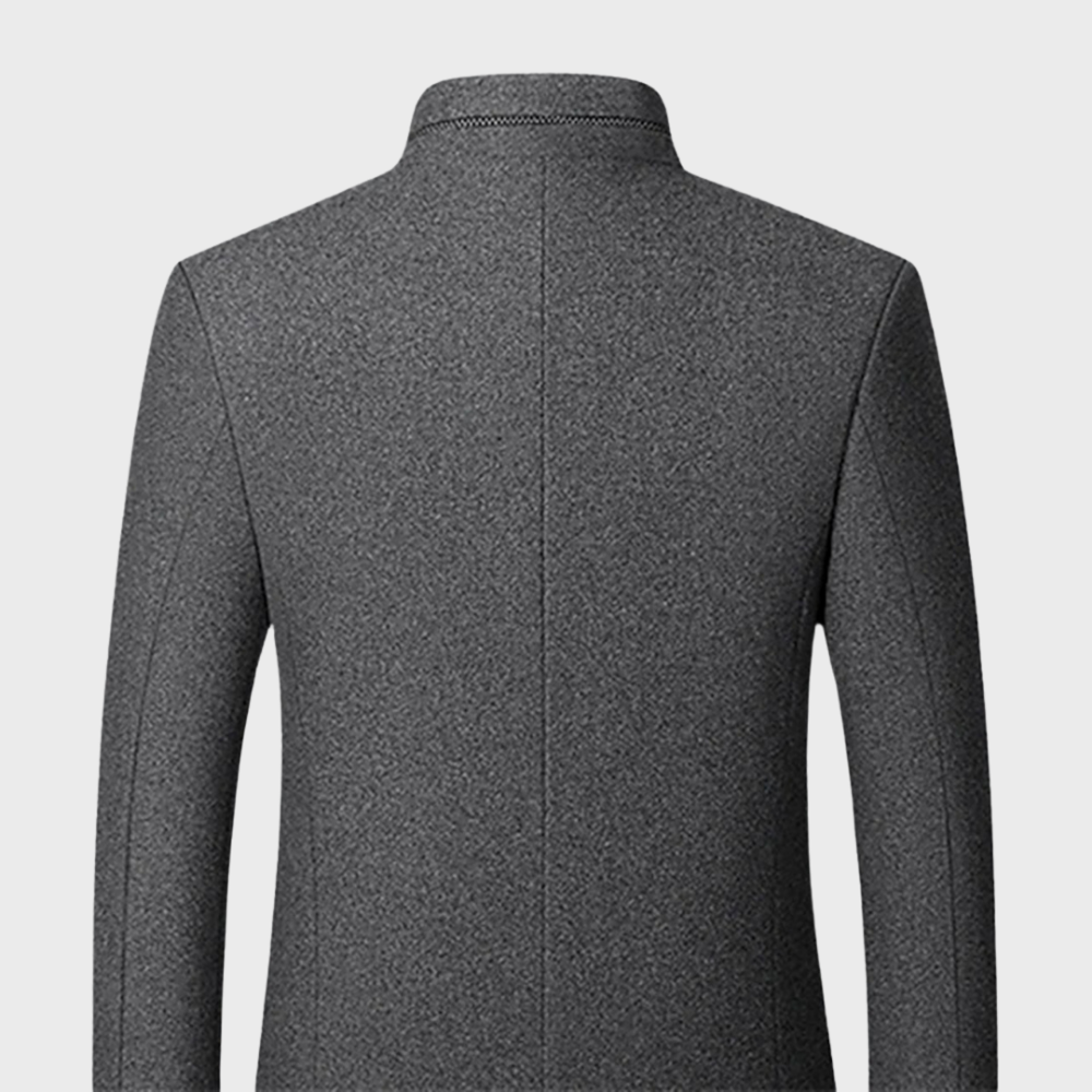 Men’s Stand Collar Business Coat with Side Pockets – Tailored Smart-Casual