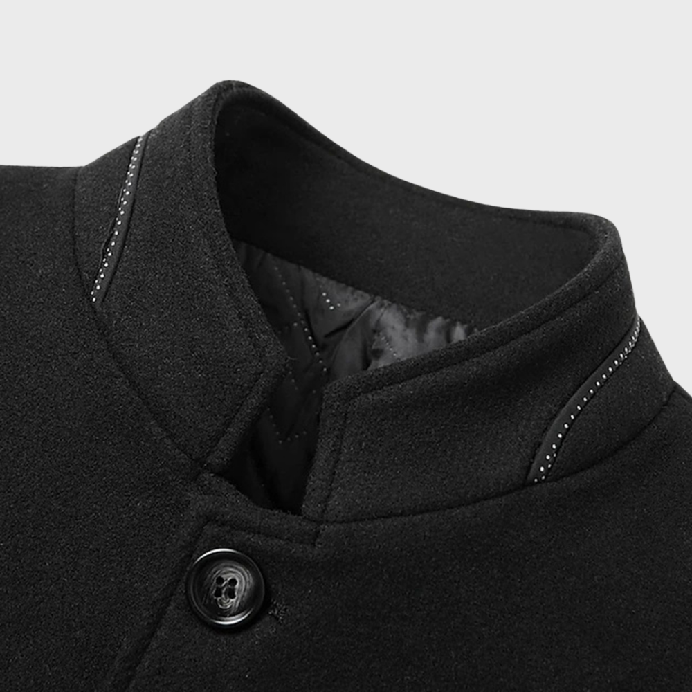 Men’s Stand Collar Business Coat with Side Pockets – Tailored Smart-Casual