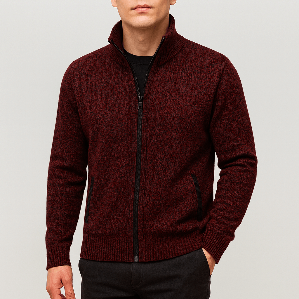 Men’s Zip-Collar Cardigan – Modern Warmth with Refined Edge