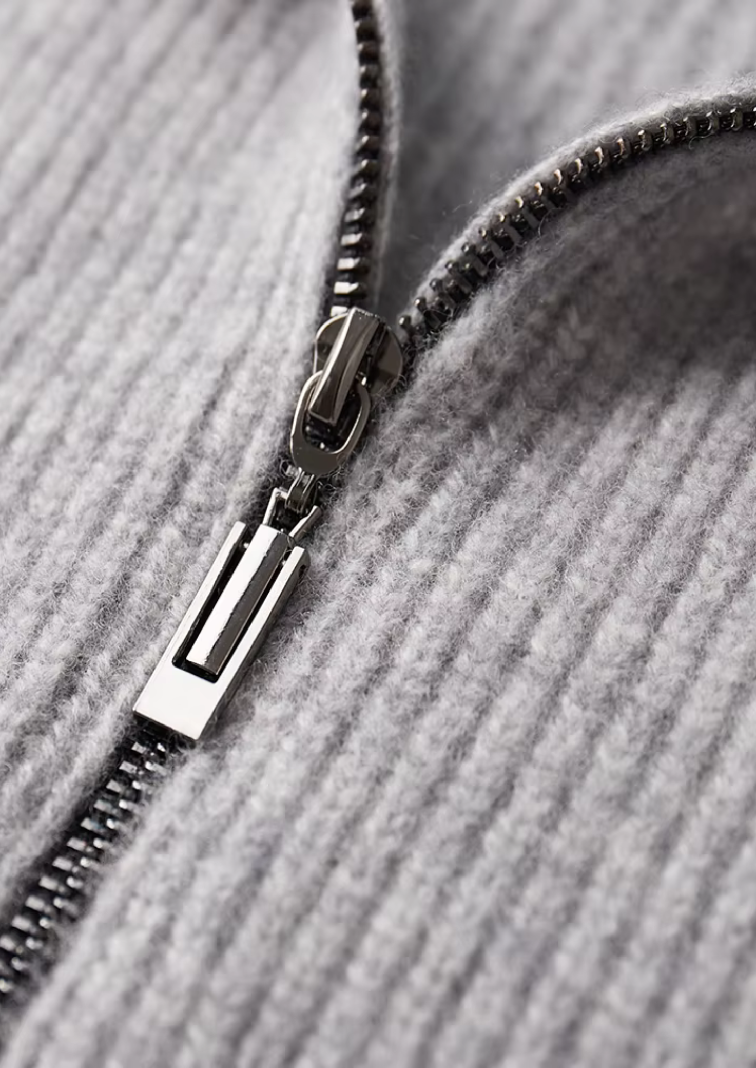 Men’s Zip-Up Ribbed Cardigan Sweater with High Collar – All-Season Casual Layer