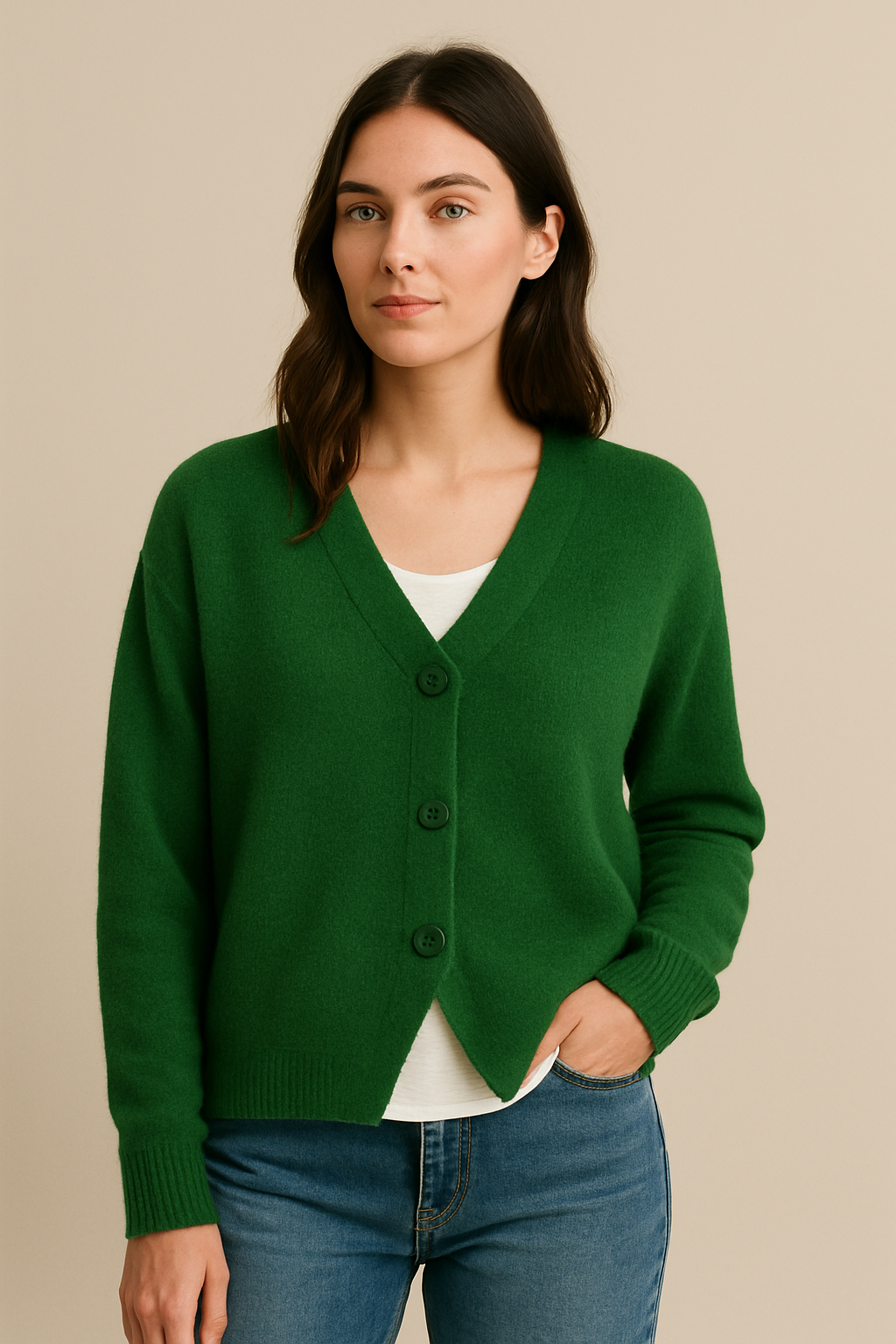 Women’s Cardigan Sweater – Soft Knit – Relaxed Fit – V-Neck – Button Front
