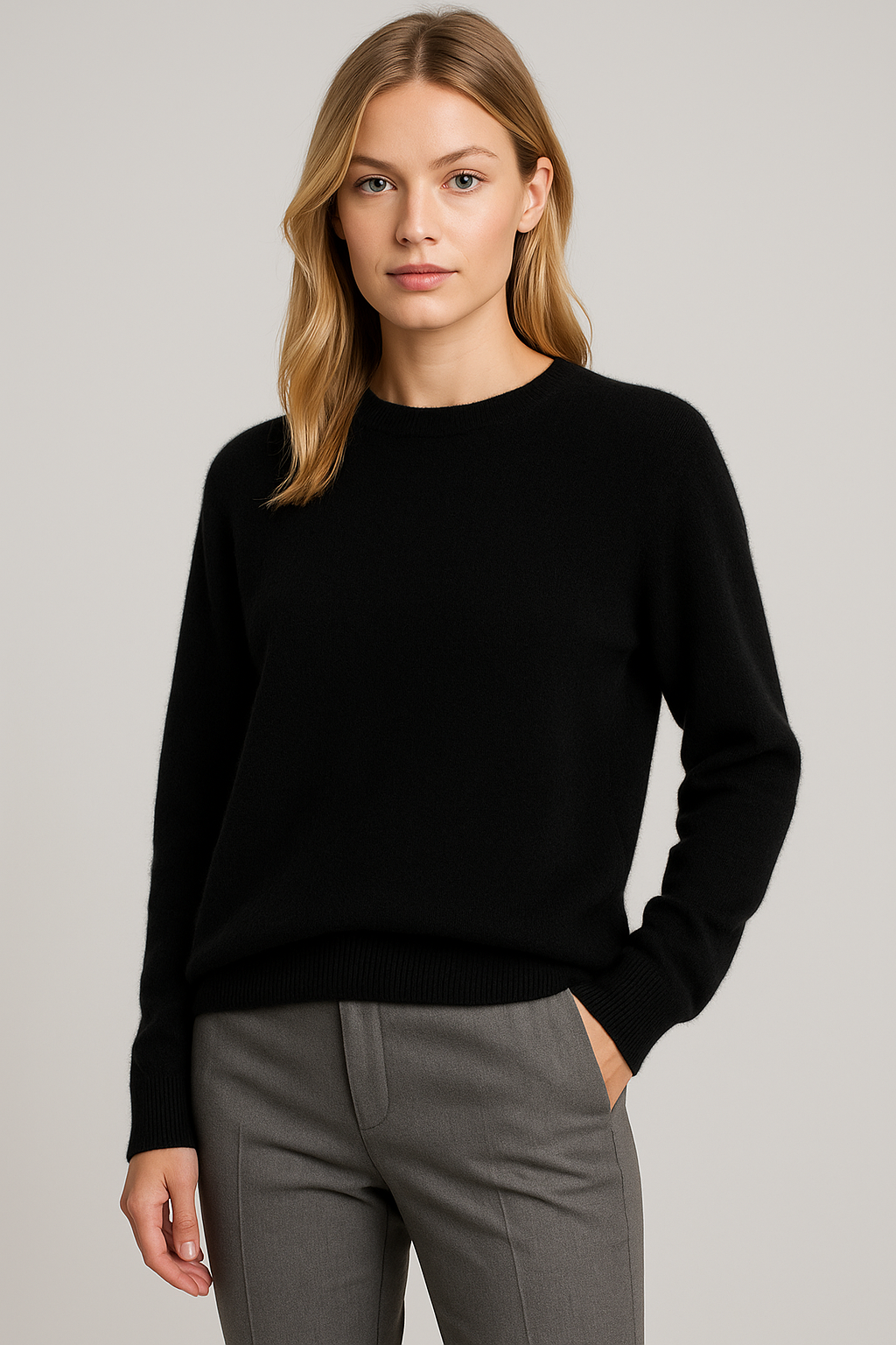 Women’s Classic Crew Neck Sweater – Soft Long Sleeve Knit