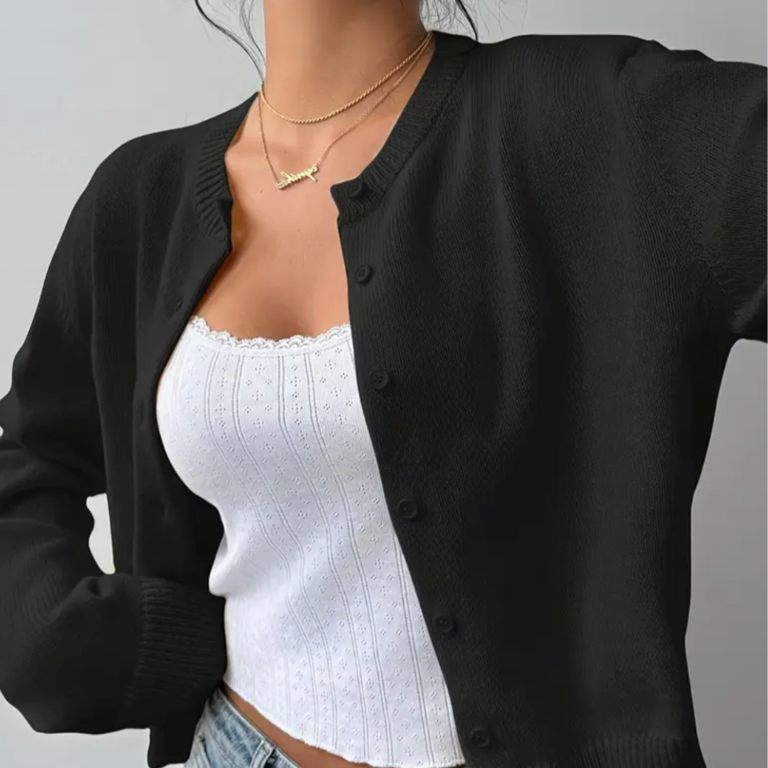 Women’s Cropped Button Cardigan – Soft Knit Layer for Everyday & Casual Wear