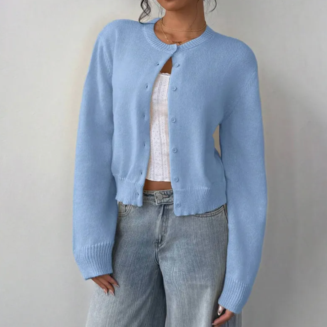 Women’s Cropped Button Cardigan – Soft Knit Layer for Everyday & Casual Wear
