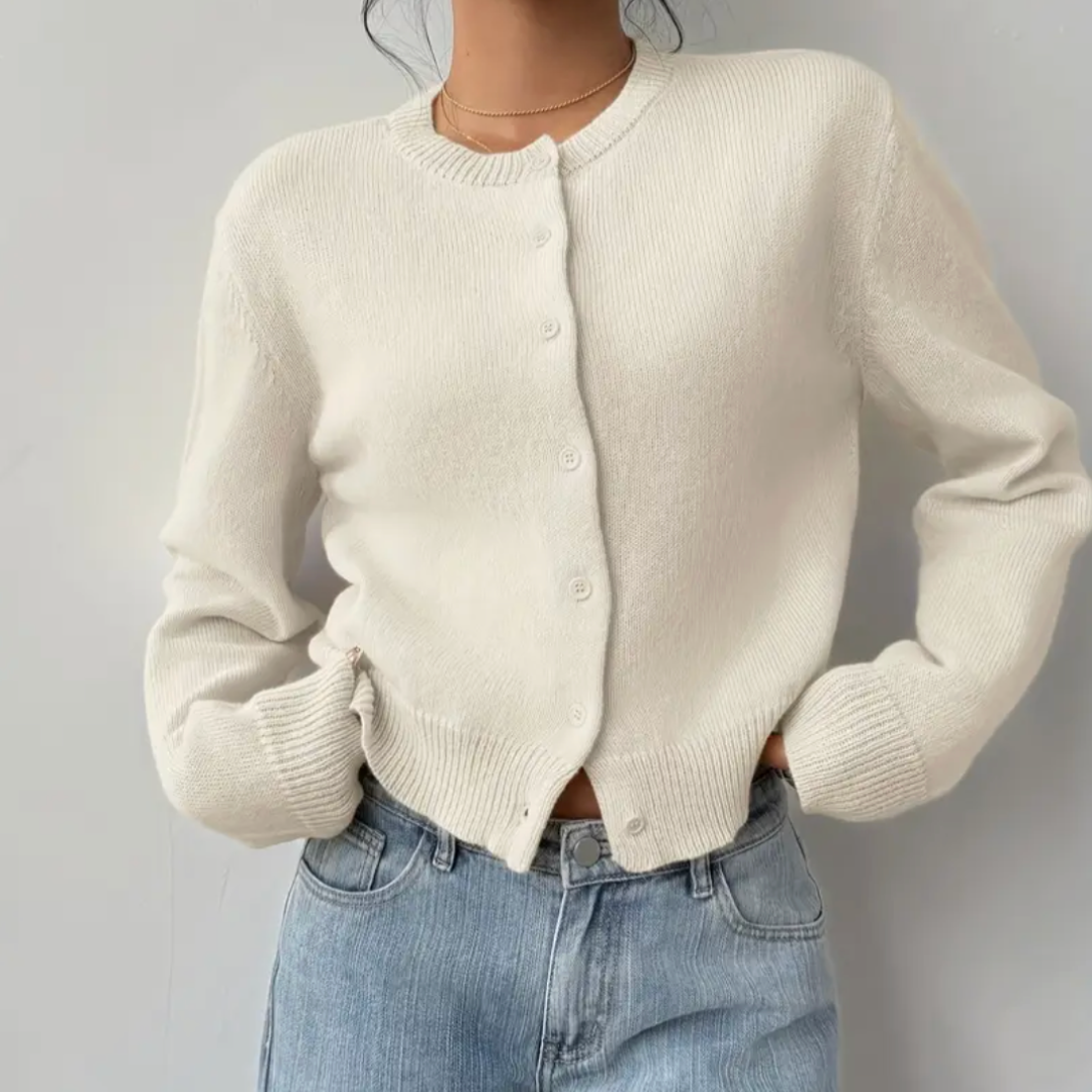 Women’s Cropped Button Cardigan – Soft Knit Layer for Everyday & Casual Wear