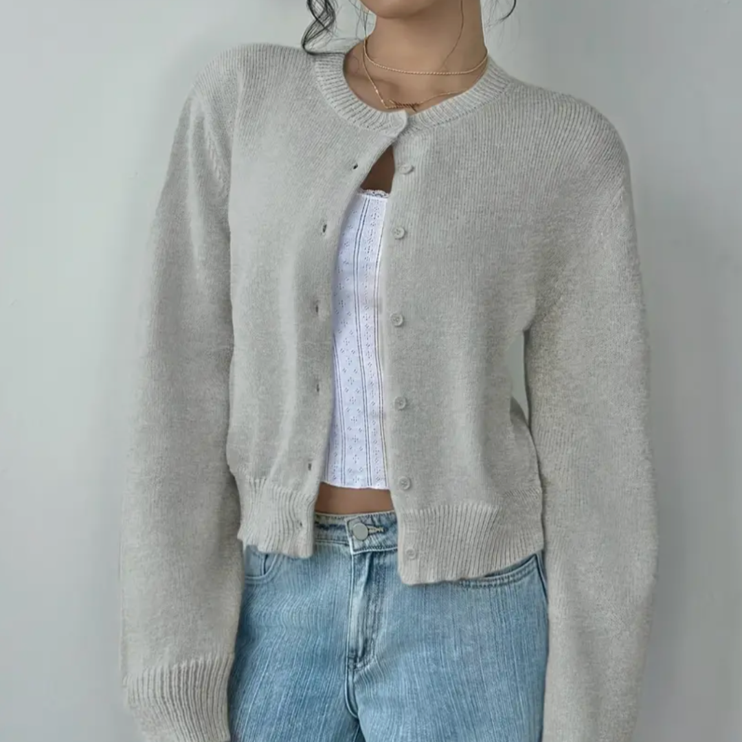 Women’s Cropped Button Cardigan – Soft Knit Layer for Everyday & Casual Wear