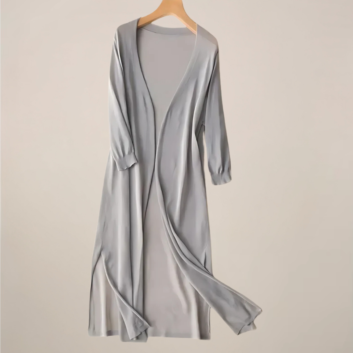 Women’s Long Cardigan – Lightweight Knit – Open Front – 3/4 Sleeves