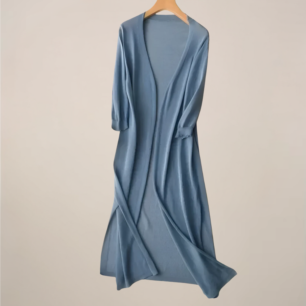 Women’s Long Cardigan – Lightweight Knit – Open Front – 3/4 Sleeves