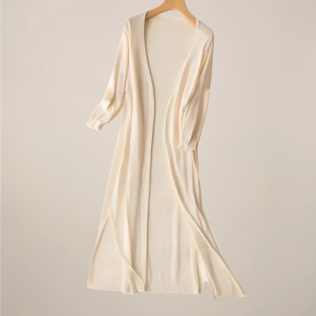 Women’s Long Cardigan – Lightweight Knit – Open Front – 3/4 Sleeves