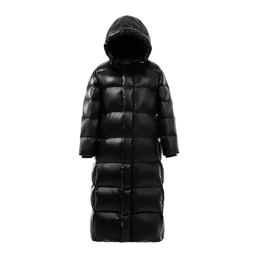 Women’s Long Puffer Coat with Hood – Maxi Quilted Winter Jacket